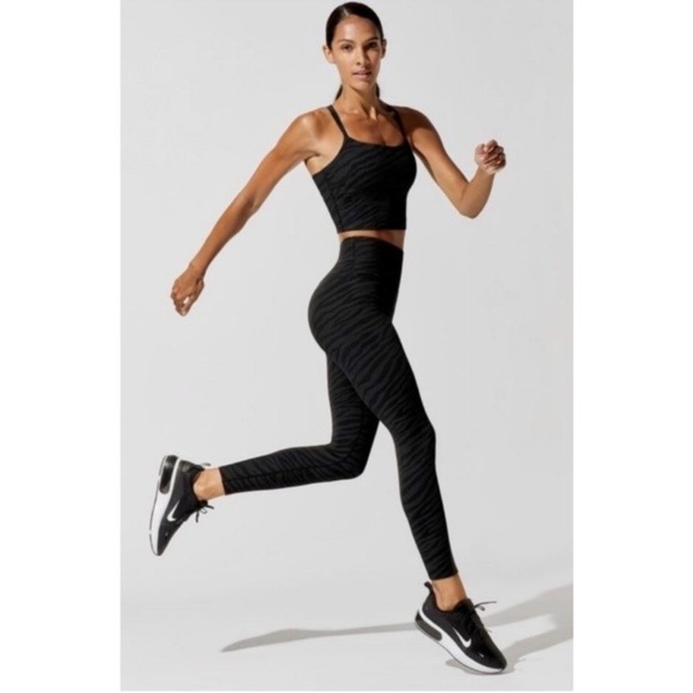 Carbon38 Black Zebra-Print High-Waist Leggings